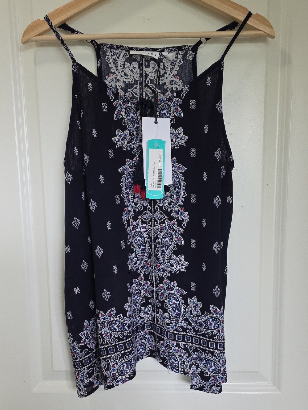 Navy Paisley-Print Spaghetti-Strap Camisole